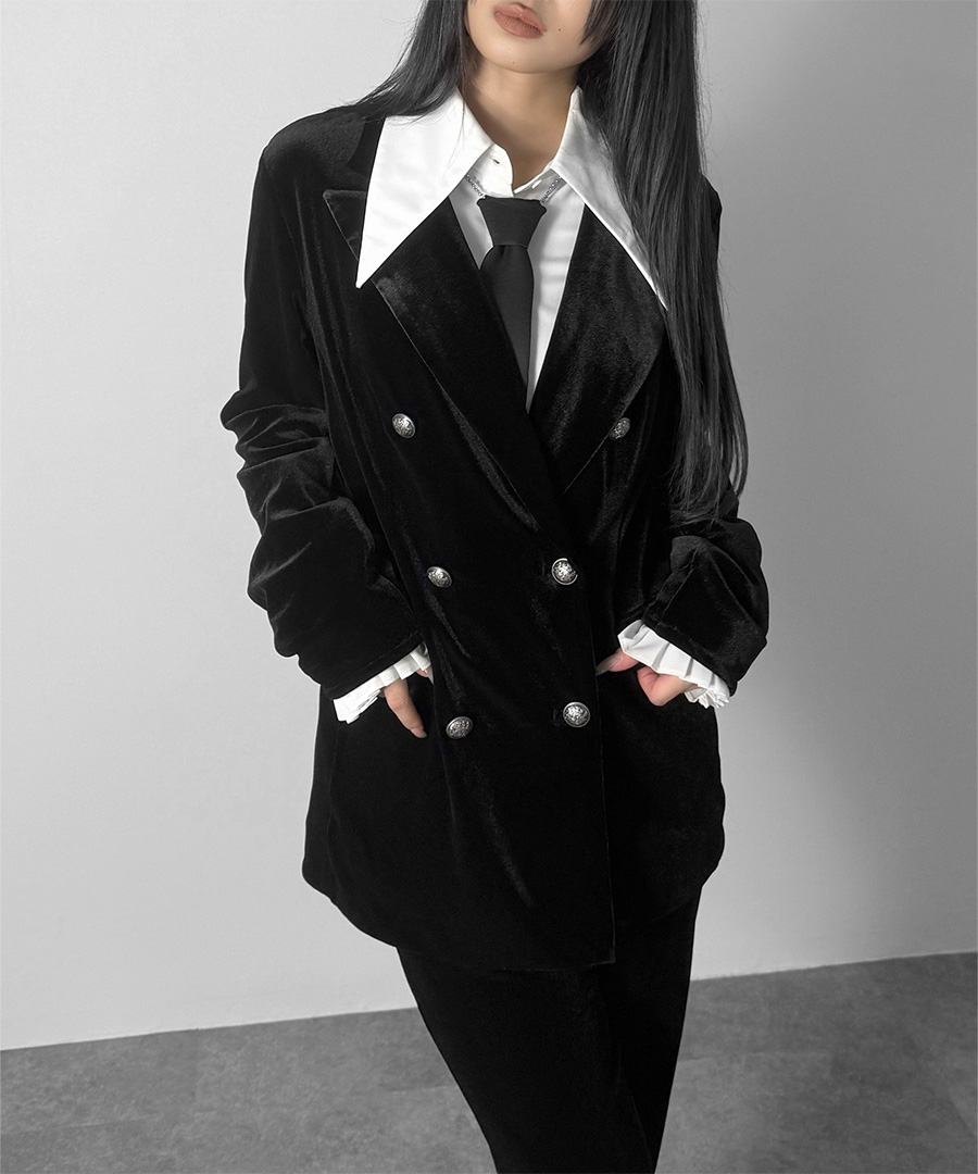 Double button velour jacket