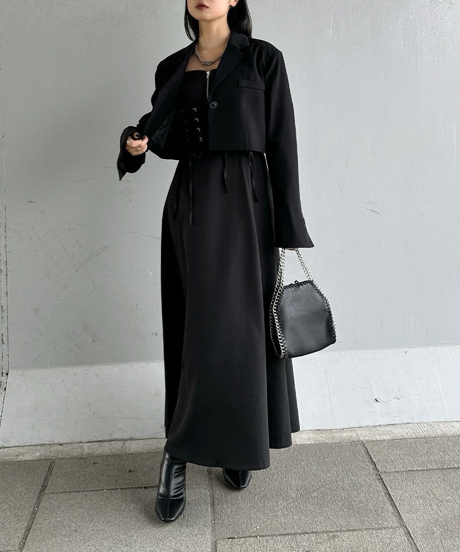 franche lippee ♡ワンピースコート レース　フード 取外可 金釦 レースアップビスチェワンピース | LVEU.（ラブユ.）