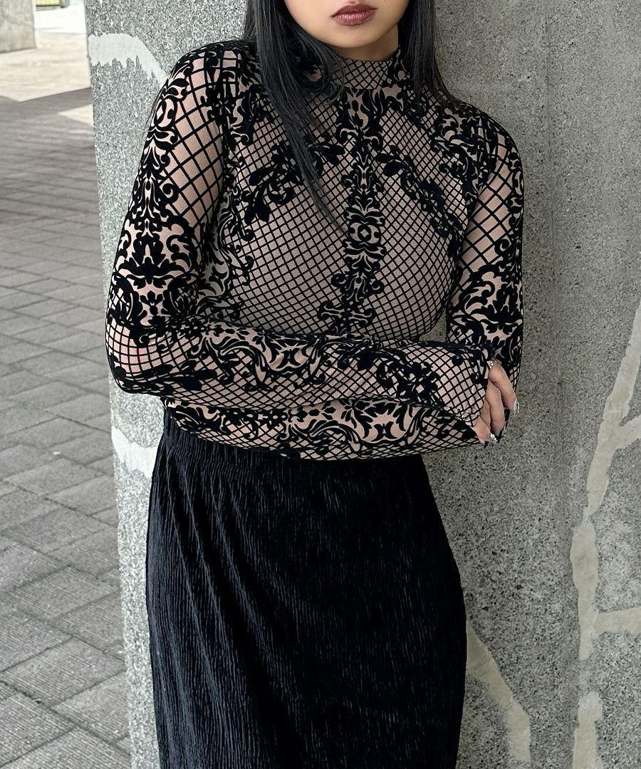 レースボディスーツ /Pattern Mesh Lace Bodysuit PRANK PROJECT（プランクプロジェクト） パターンメッシュレースボディ