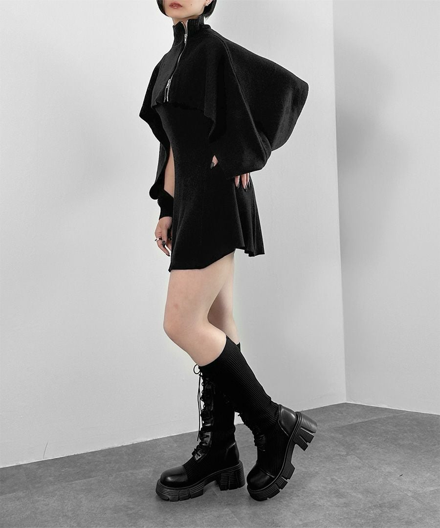 アシメジップハイネックレイヤードニット | LVEU.（ラブユ.）