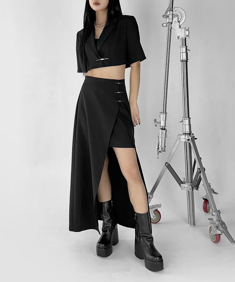 PPFM ブレードカット レースアップ クロップド ジャケット jacket ピンデザインクロップドジャケット | LVEU.（ラブユ.）