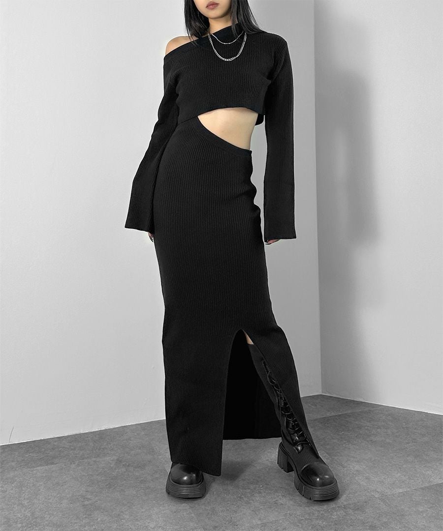 GIVENCHY 2009AW リカルドティッシ期 変形ストライプ ニットワンピ 変形ドッキングニットワンピース | LVEU.（ラブユ.）