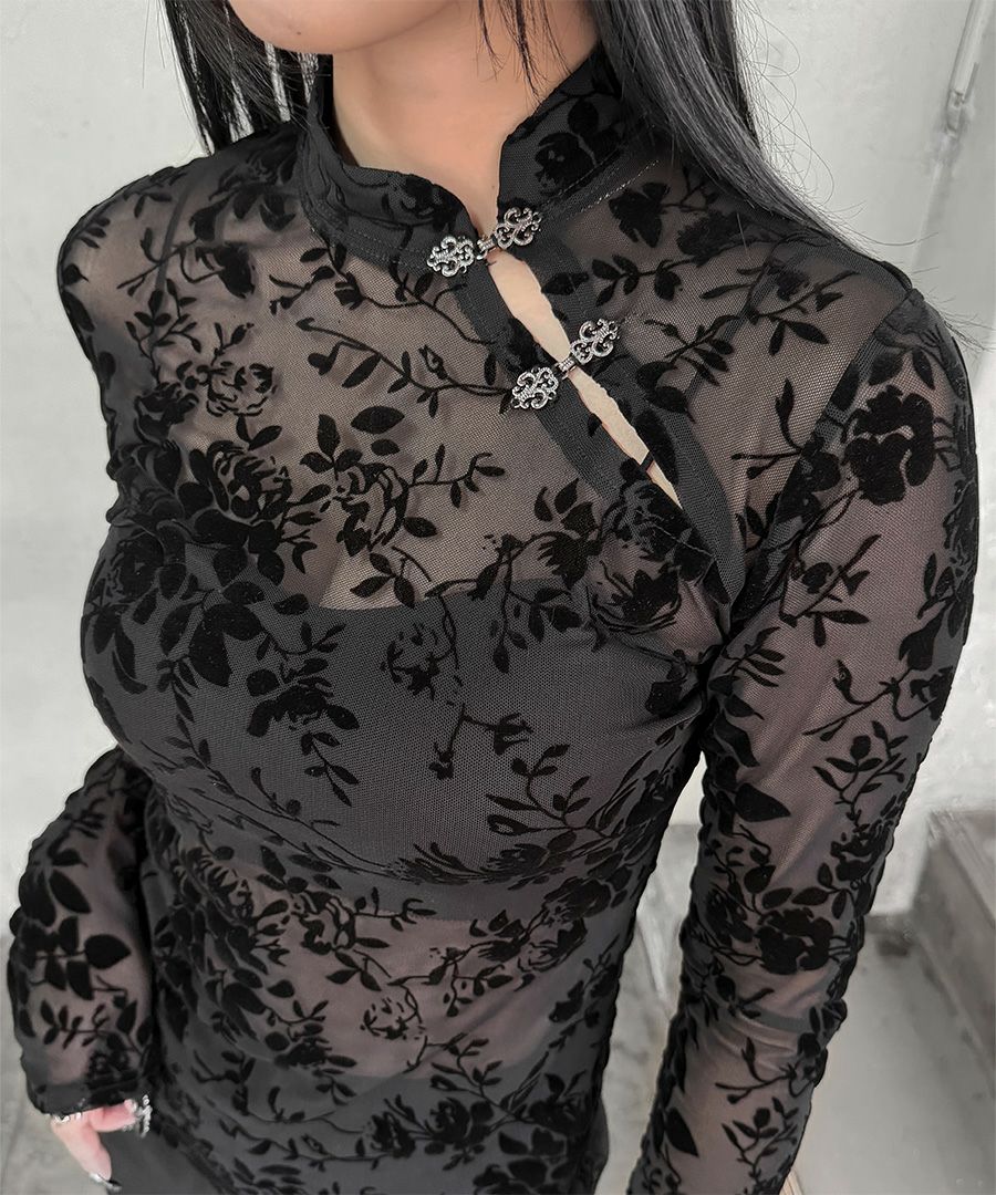 【hana】FEUILLE フォイユ　トップス　ジャケット　レース フックデザインレースシアートップス | LVEU.（ラブユ.）