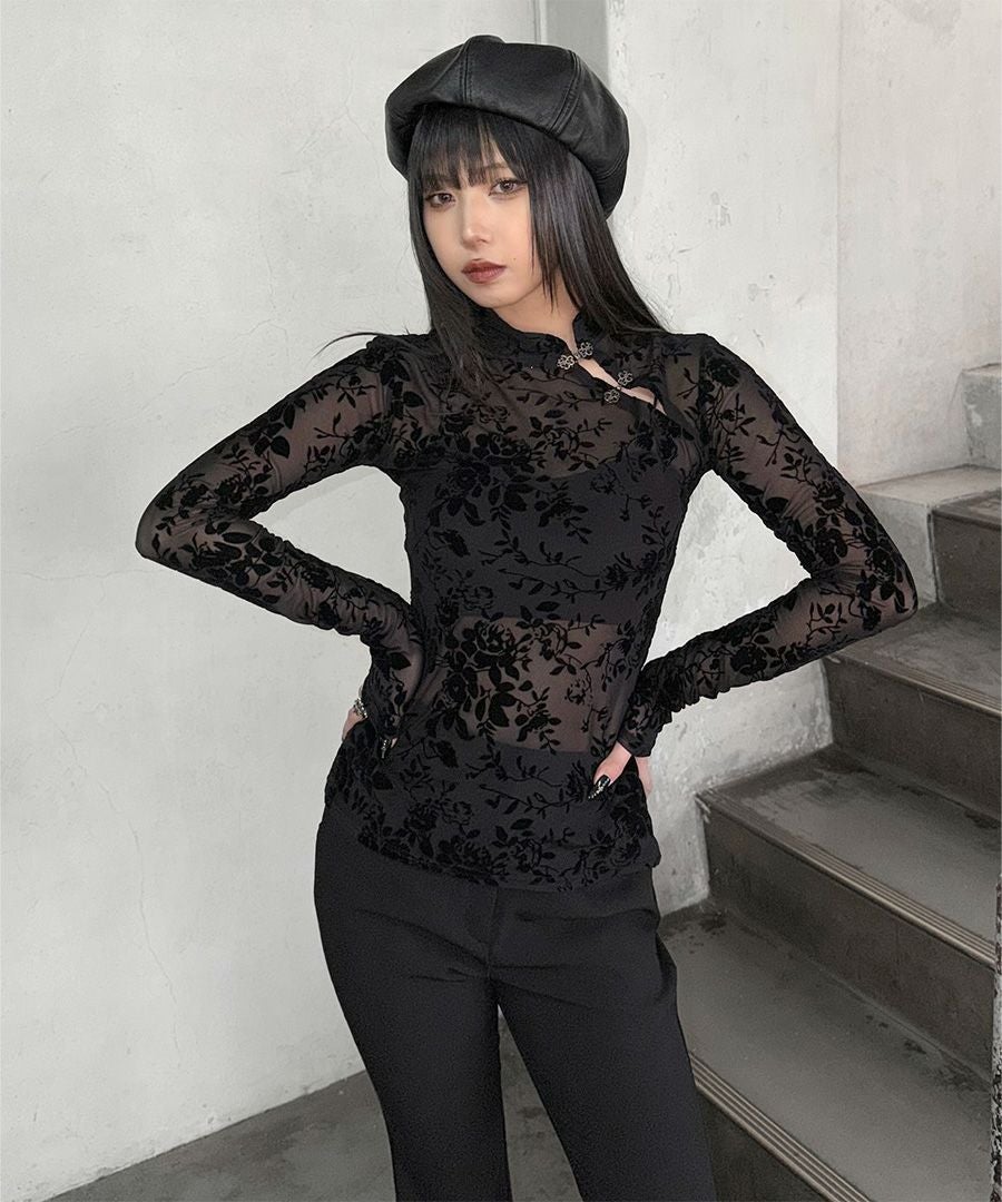 Yue ブラック レース ジップアップ　現販売品 Yue(ユエ)｜総レース ショーツ/ブラック の通販｜ELLESHOP・(エル