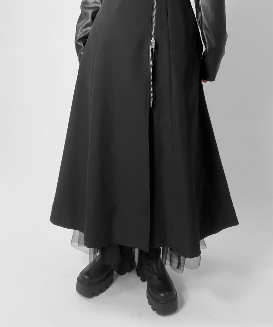 Multi way double zip design long coat | LVEU.（ラブユ.）