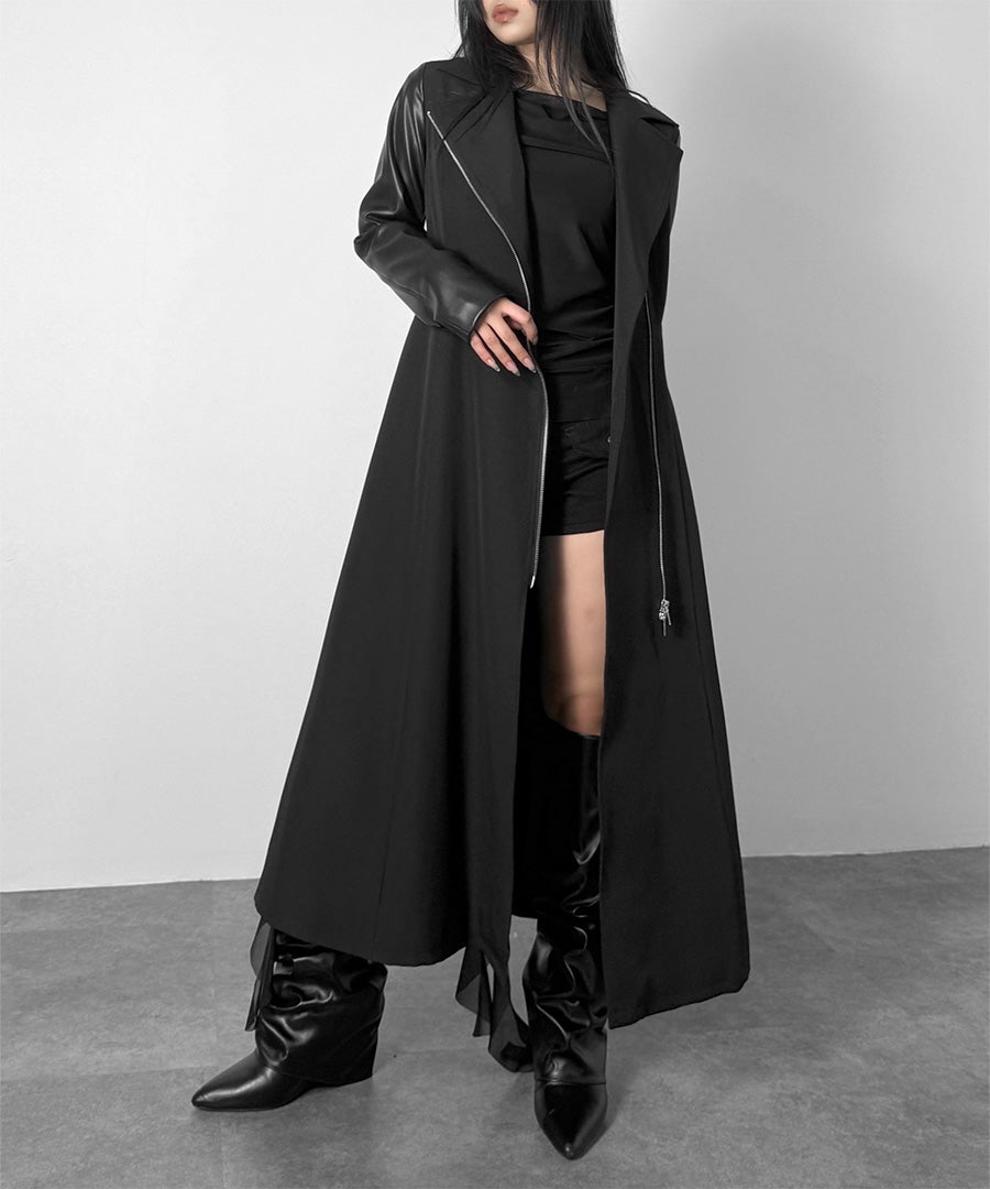 Multi way double zip design long coat | LVEU.（ラブユ.）
